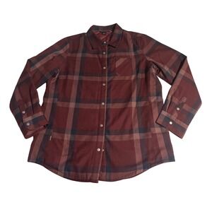 Flylow Gear Mens Large Insulated Flannel Shirt Jacket Quilted Plaid Shacket Red